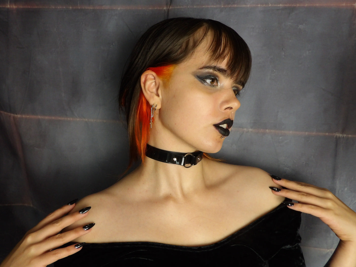 Double Layered Black Vinyl Choker