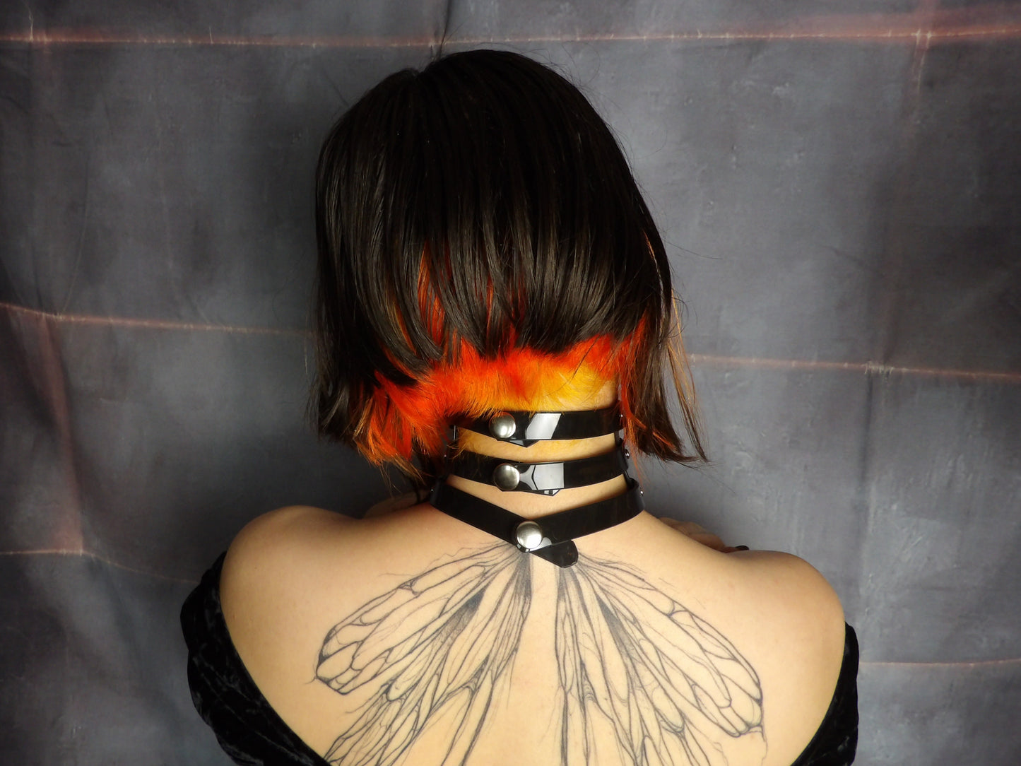 Triple Stack Black Vinyl Choker