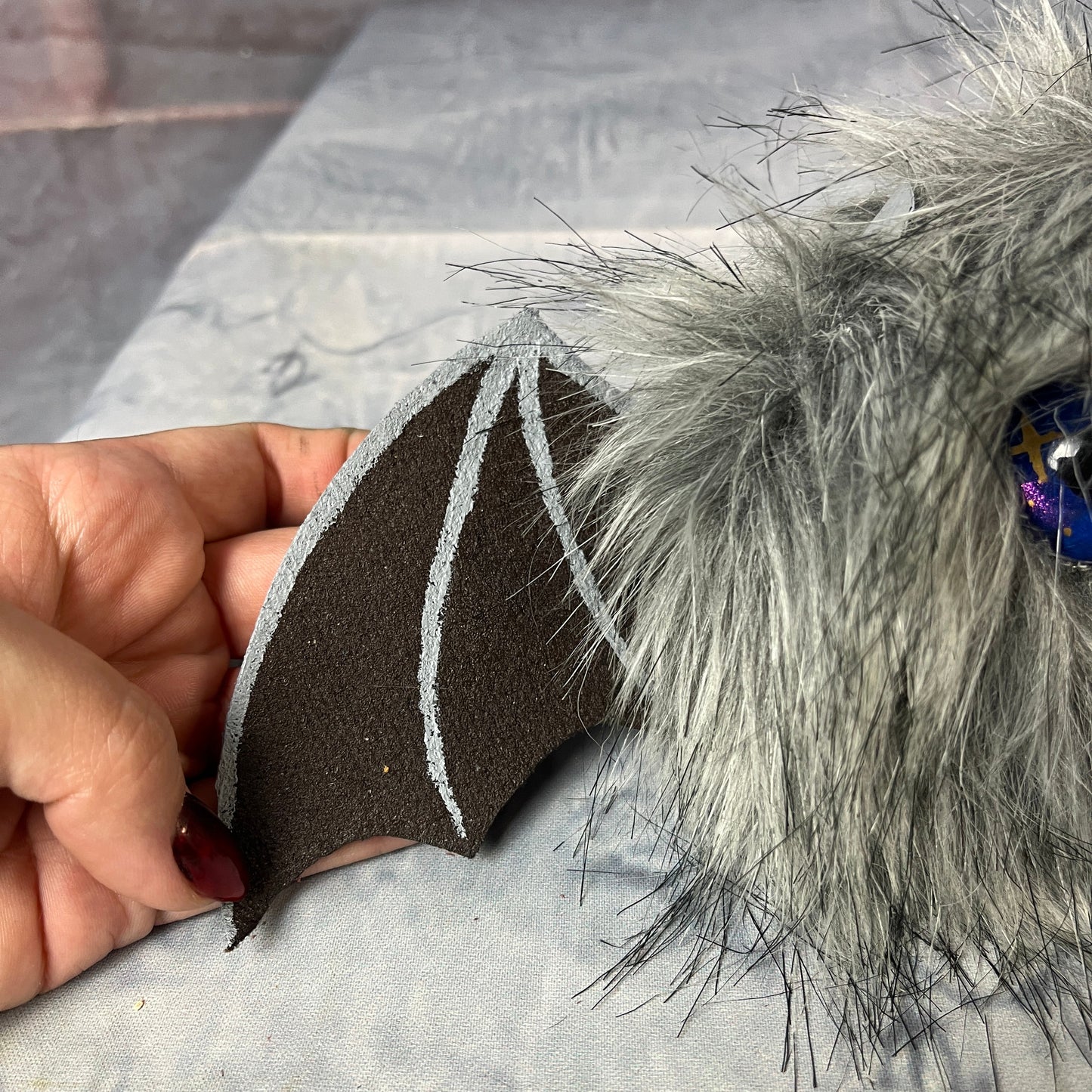 OOAK Silver Bat Plush