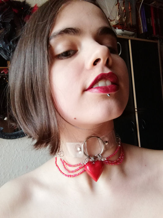 Multistrand Beaded Clear Vinyl Choker