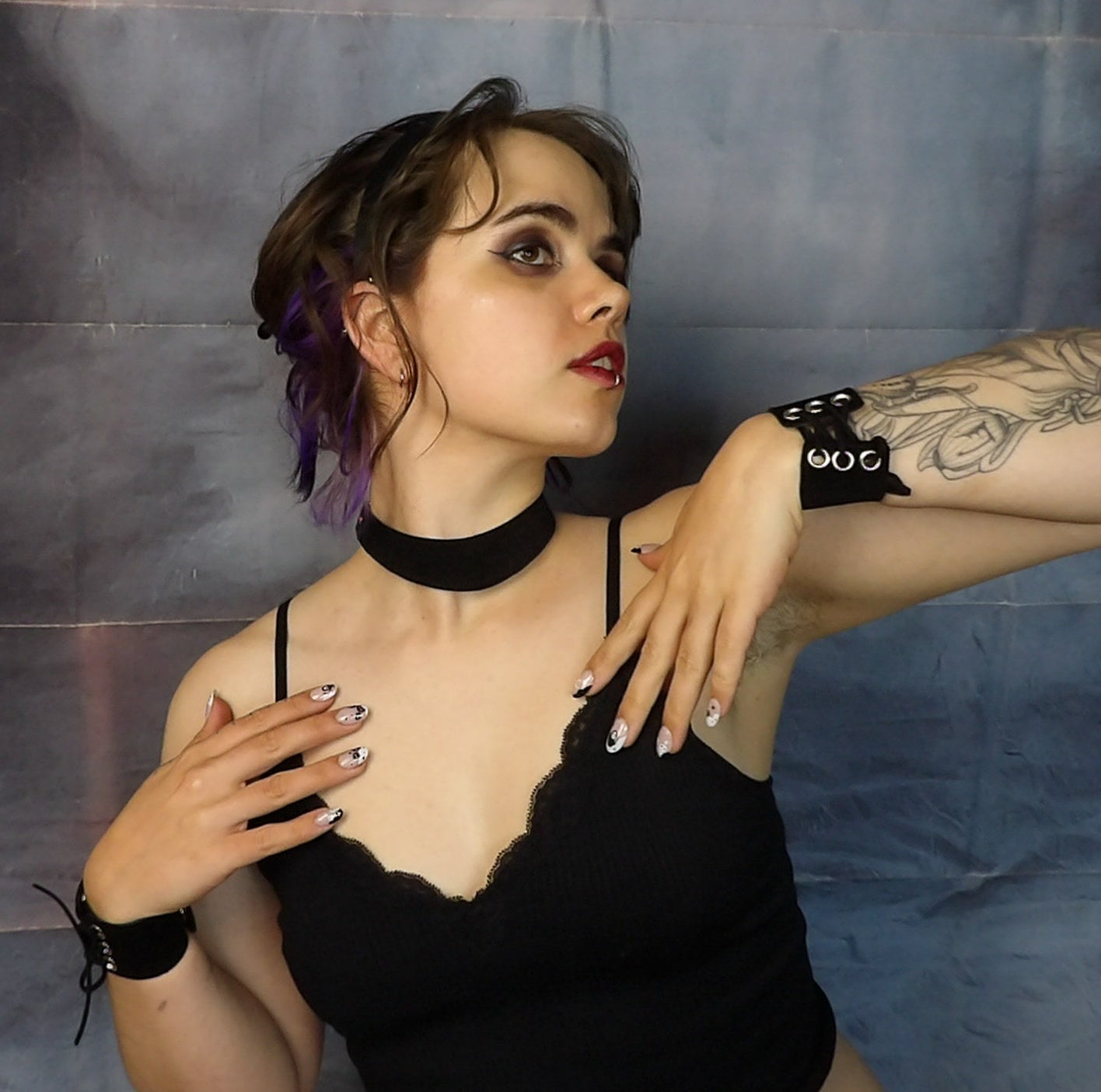 Black Suede Cuff & Collar Set - Ready to Ship